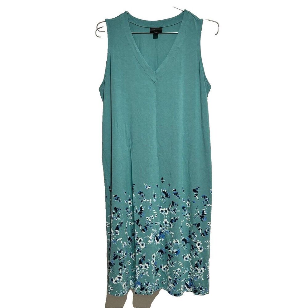 J. Jill Wearever Collection Floral Ombre V-Neck Tank Sleeveless Sheath Dress S